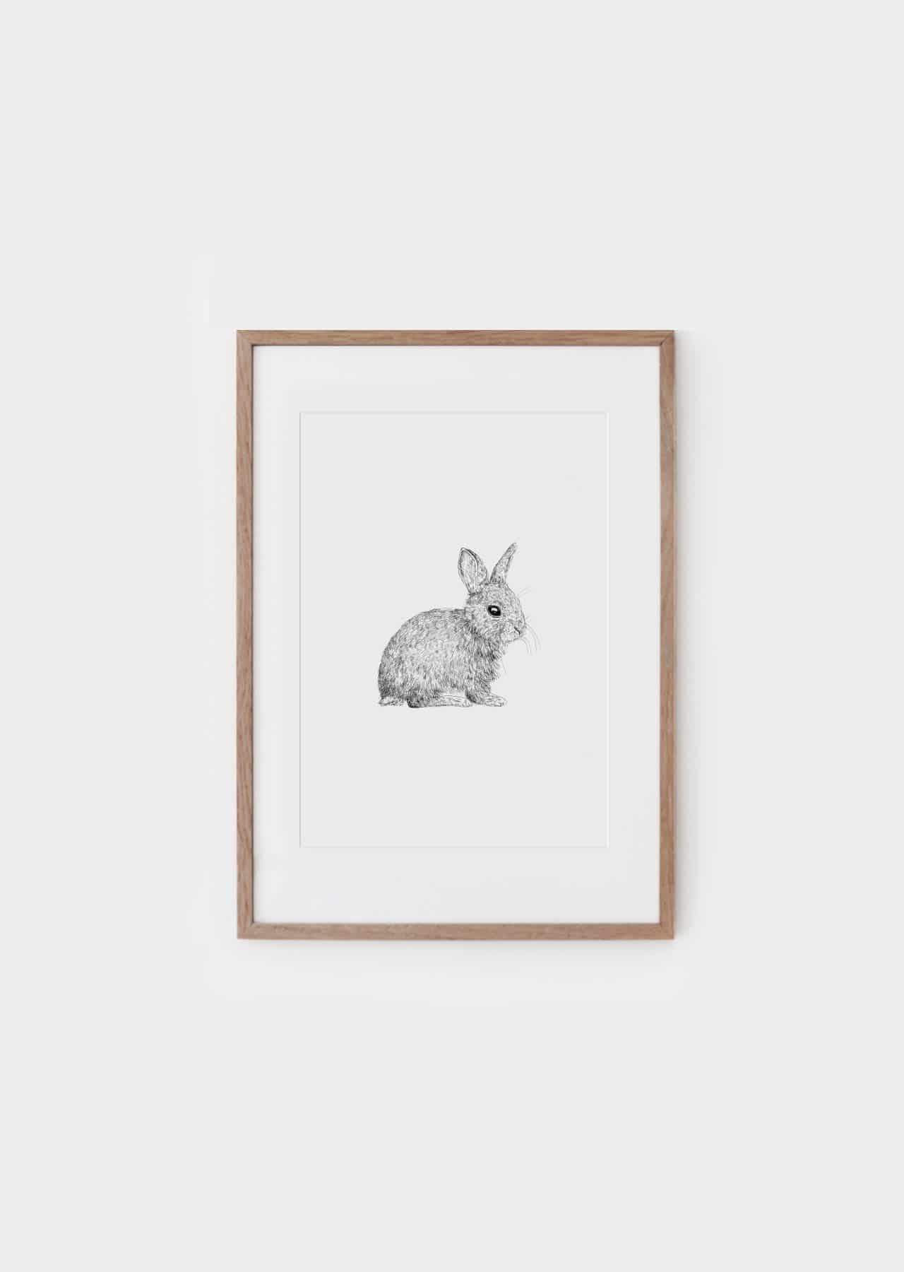 Print Hase (A6 )von Inkylines edel weiss